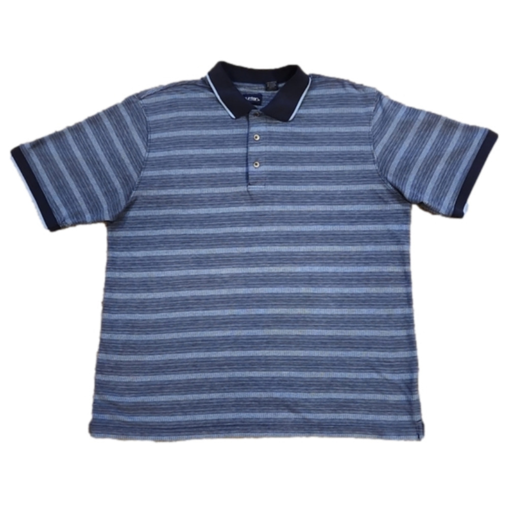3/$20 Puritan Blue Design Striped Polo Shirt